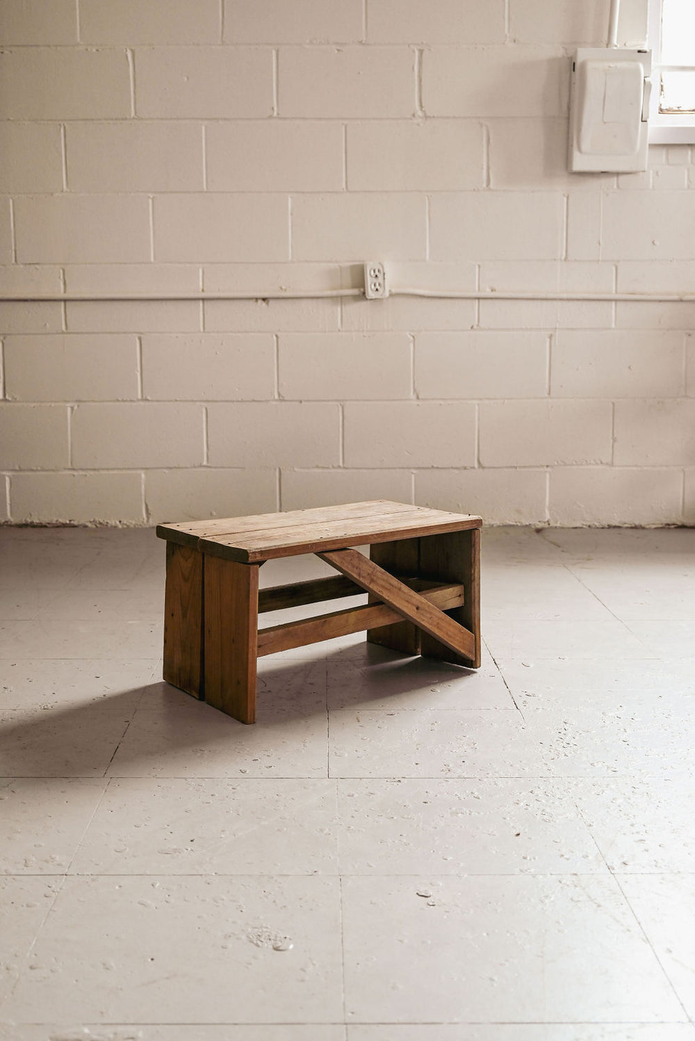 vintage french wood stool