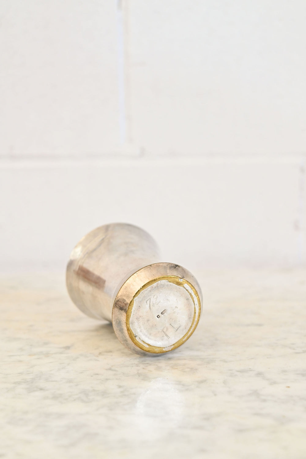 vintage french silverplate christening cup