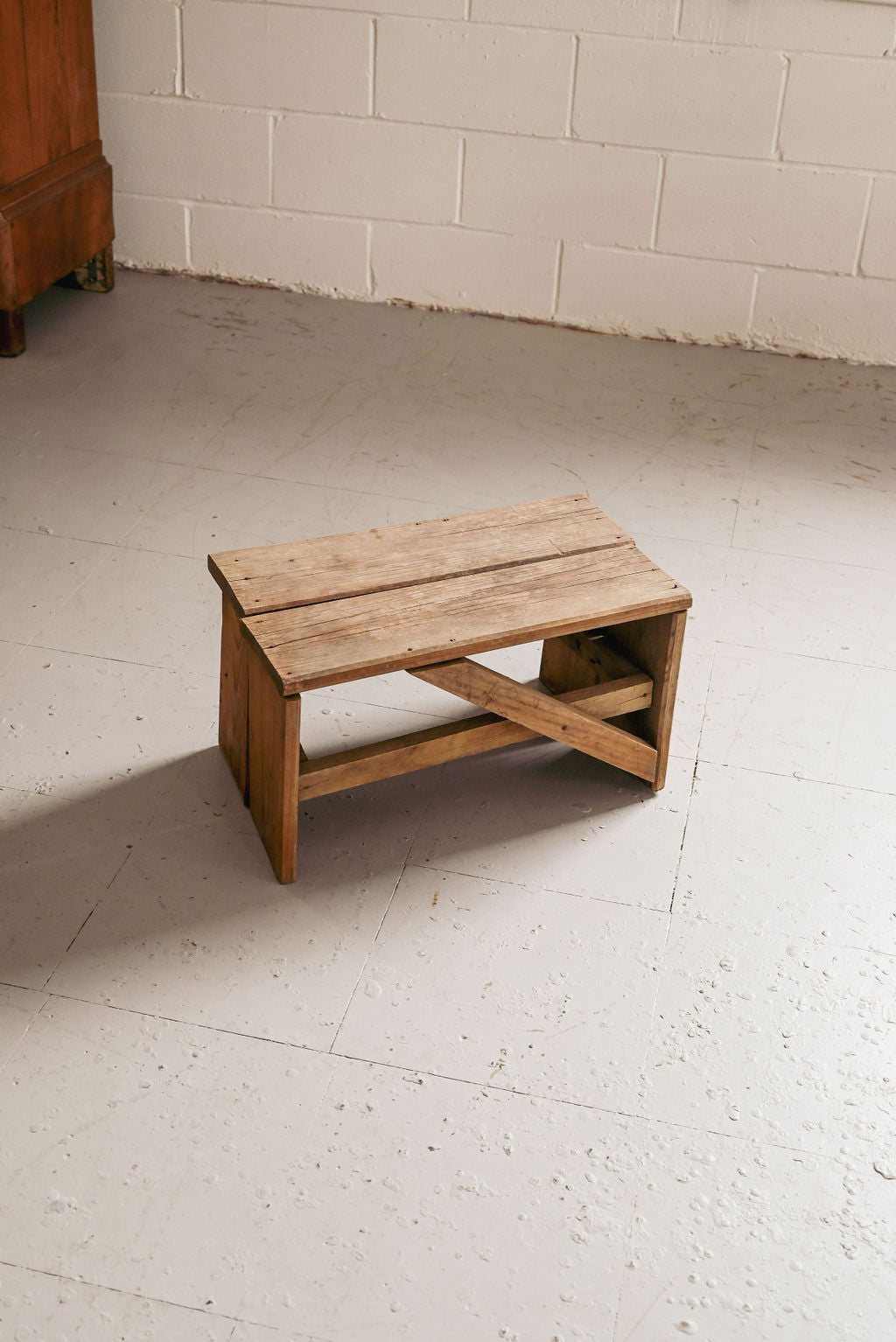 vintage french wood stool
