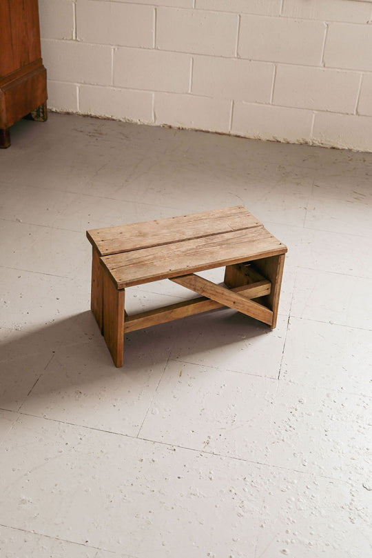 vintage french wood stool