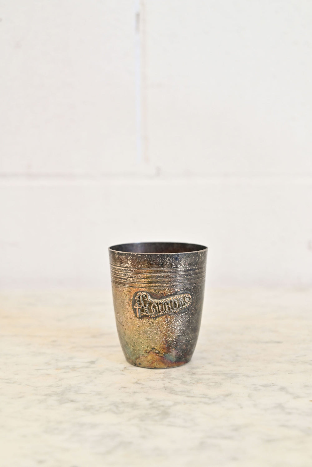 vintage french silverplate christening cup