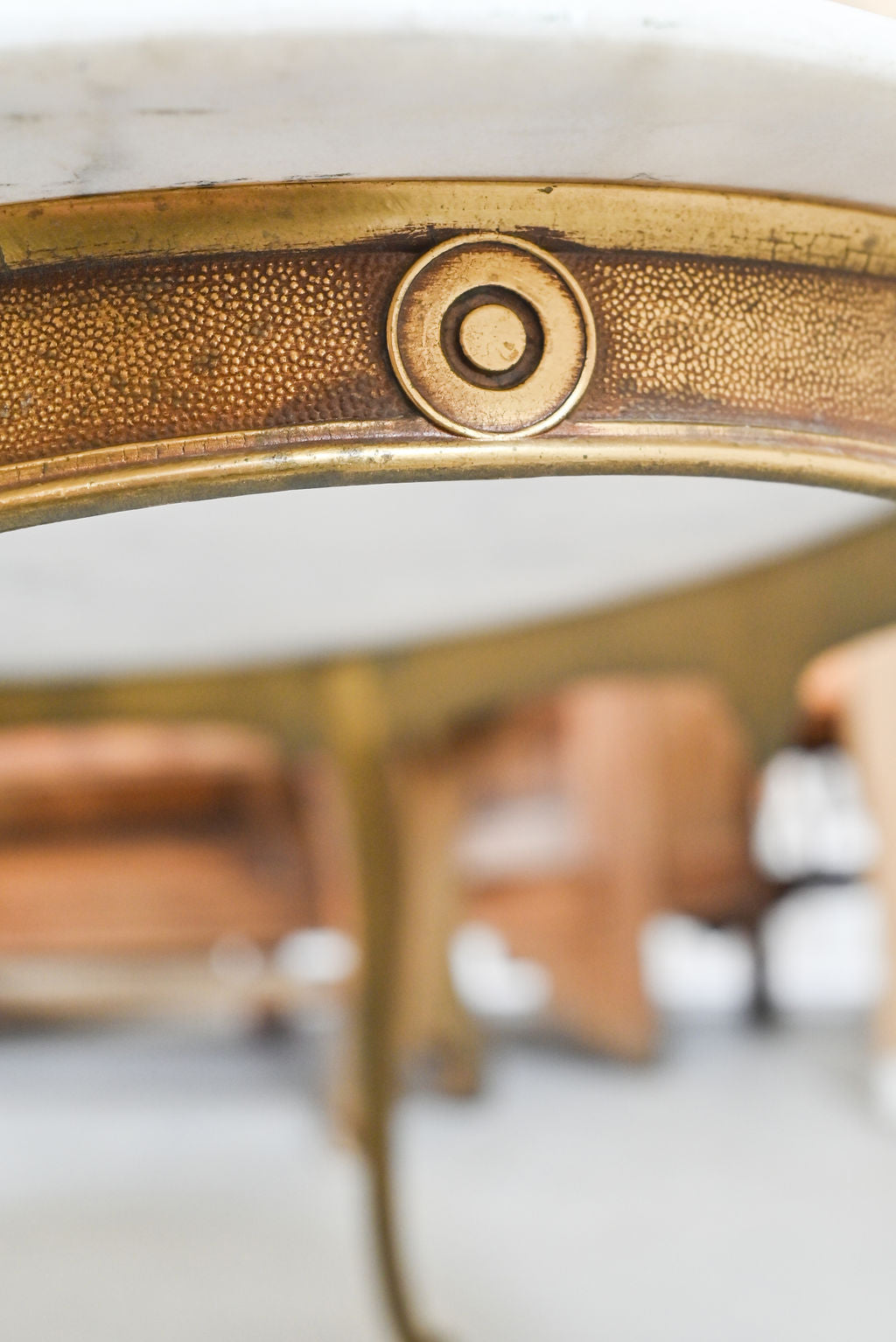 1970s French Louis style cast brass and marble coffee table
