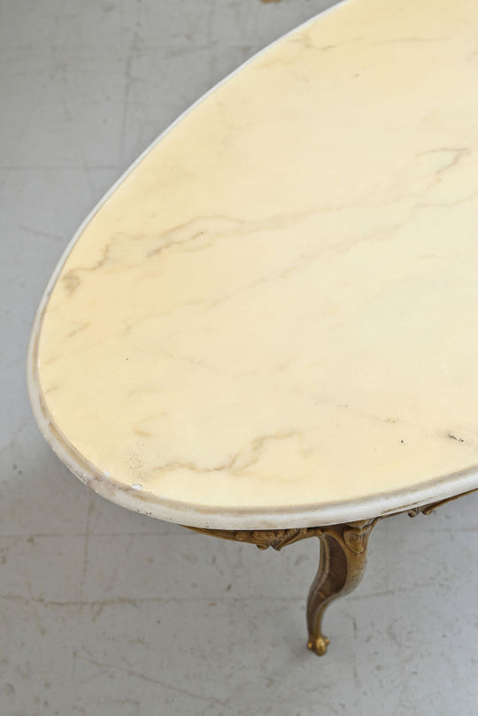 1970s French Louis style cast brass and marble coffee table