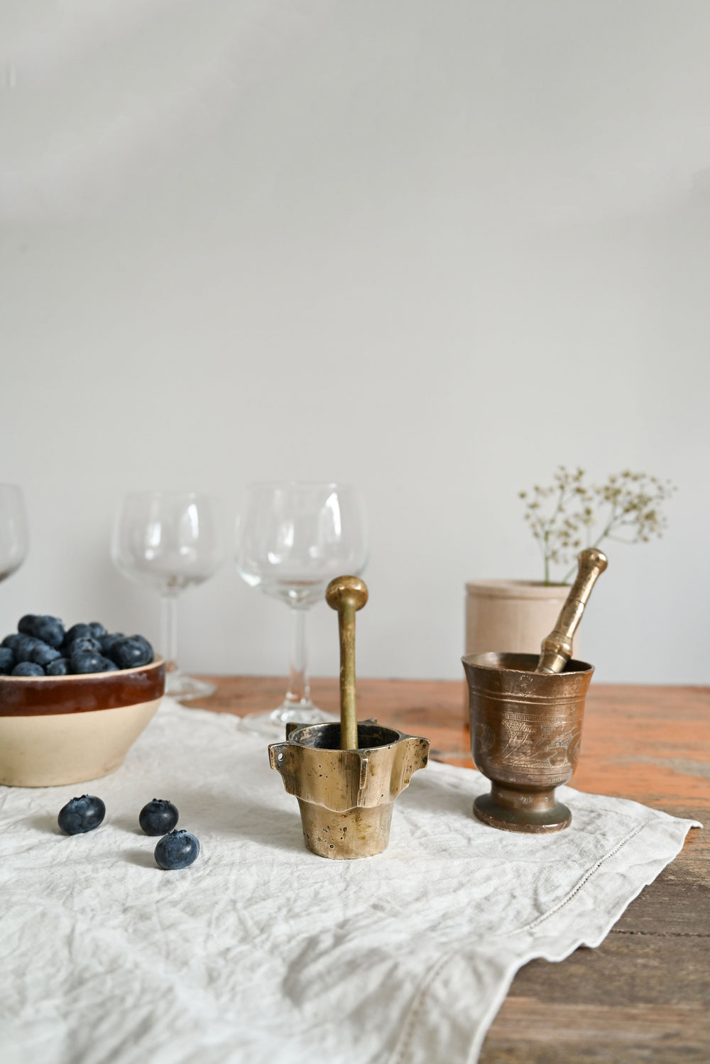 vintage mini brass mortar and pestle