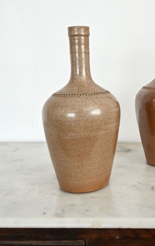 vintage french stoneware liquor bottle