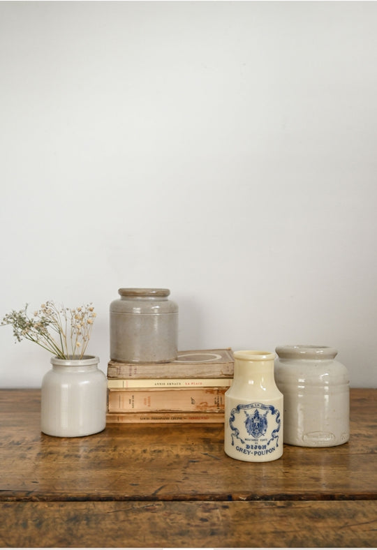 vintage milk glass "dijon grey-poupon" jar