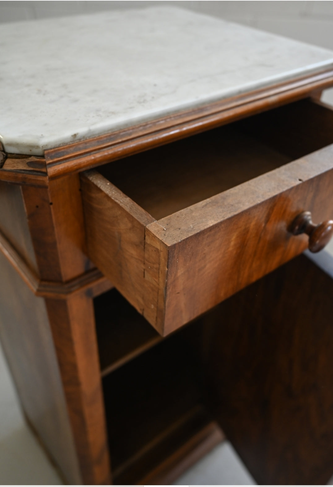 19th century Louis Philippe marble and walnut side table