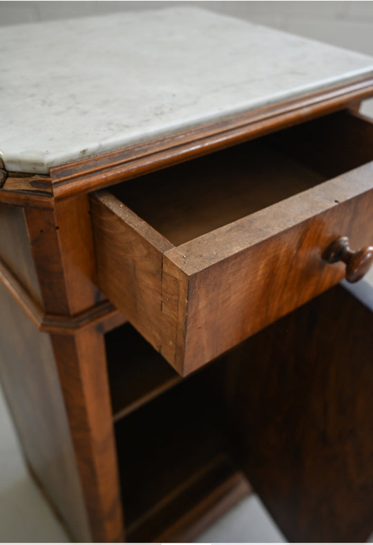 19th century Louis Philippe marble and walnut side table
