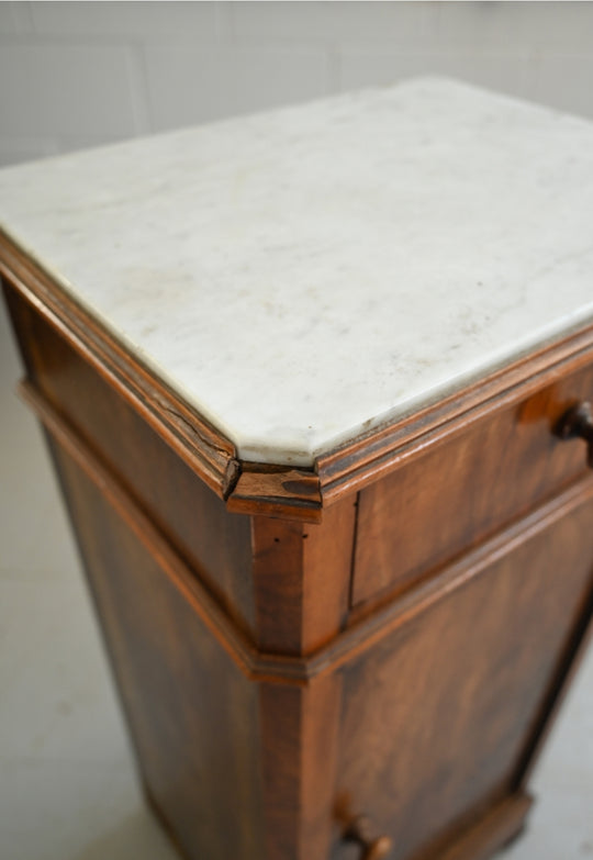 19th century Louis Philippe marble and walnut side table