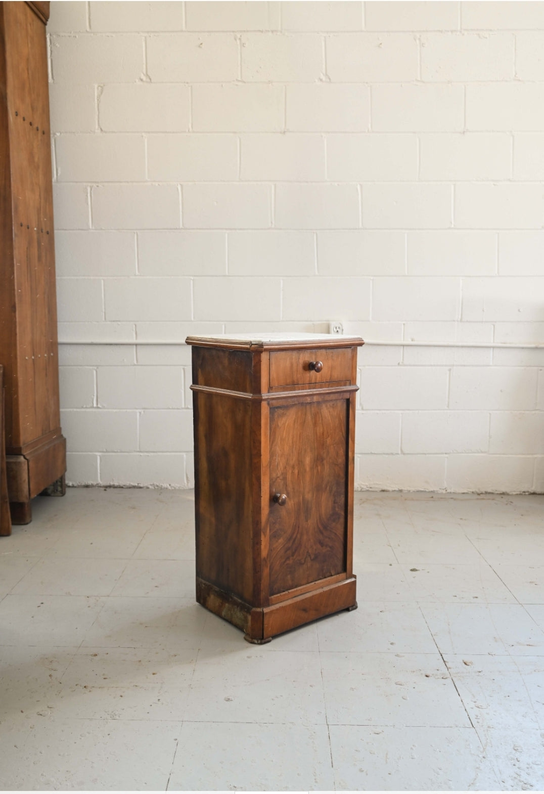 19th century Louis Philippe marble and walnut side table