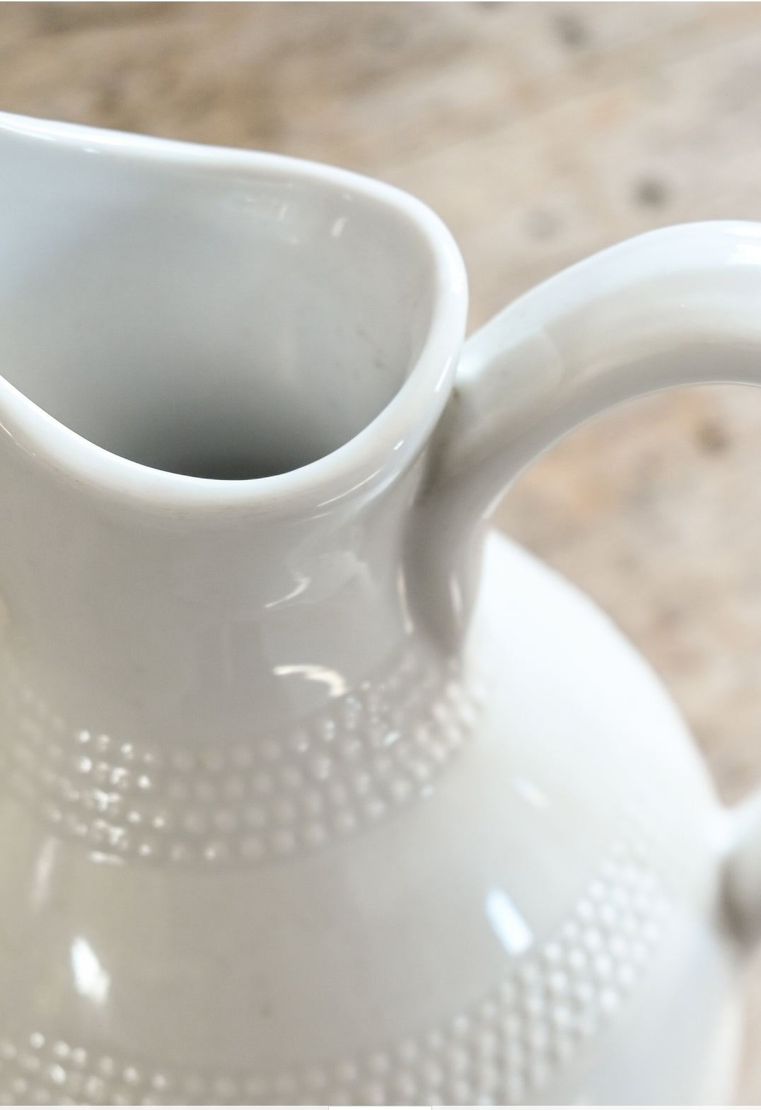 vintage French stoneware pitcher, white