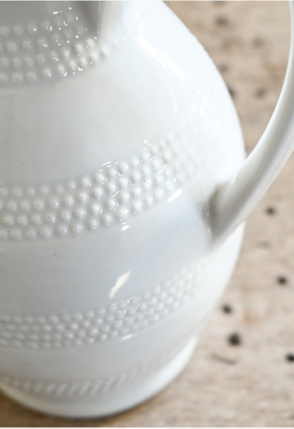 vintage French stoneware pitcher, white