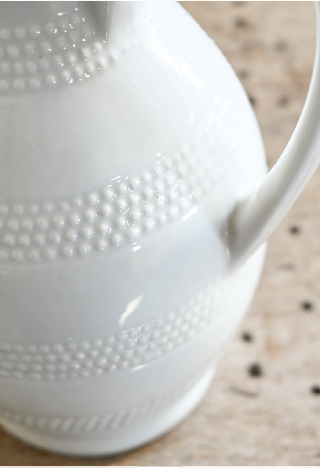 vintage French stoneware pitcher, white