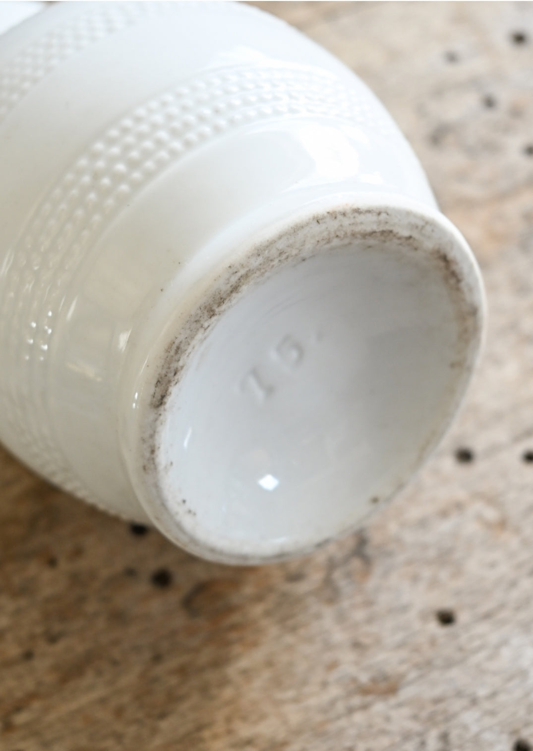 vintage French stoneware pitcher, white