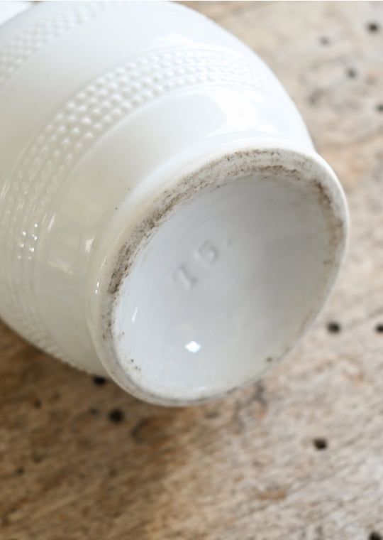 vintage French stoneware pitcher, white