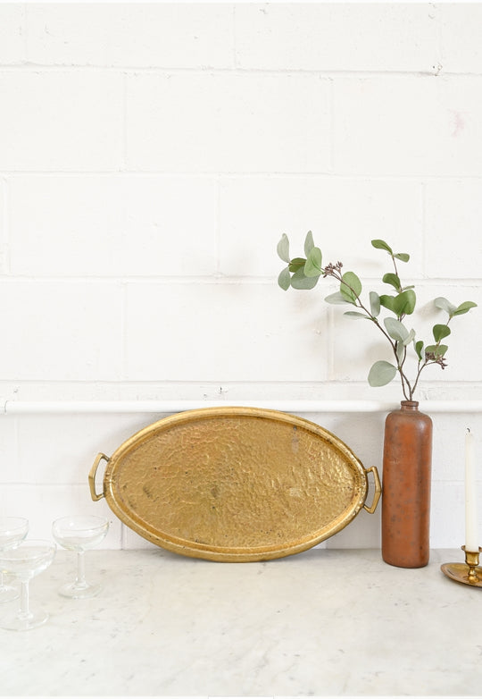 vintage hammered brass serving tray