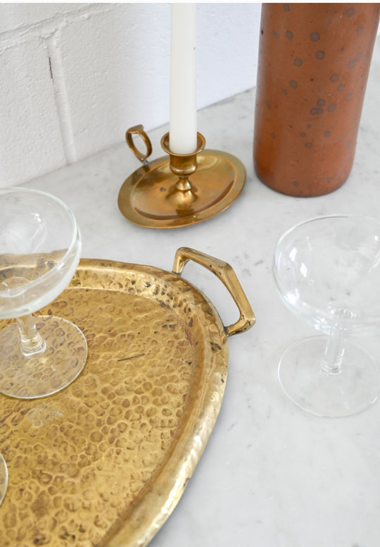 vintage hammered brass serving tray