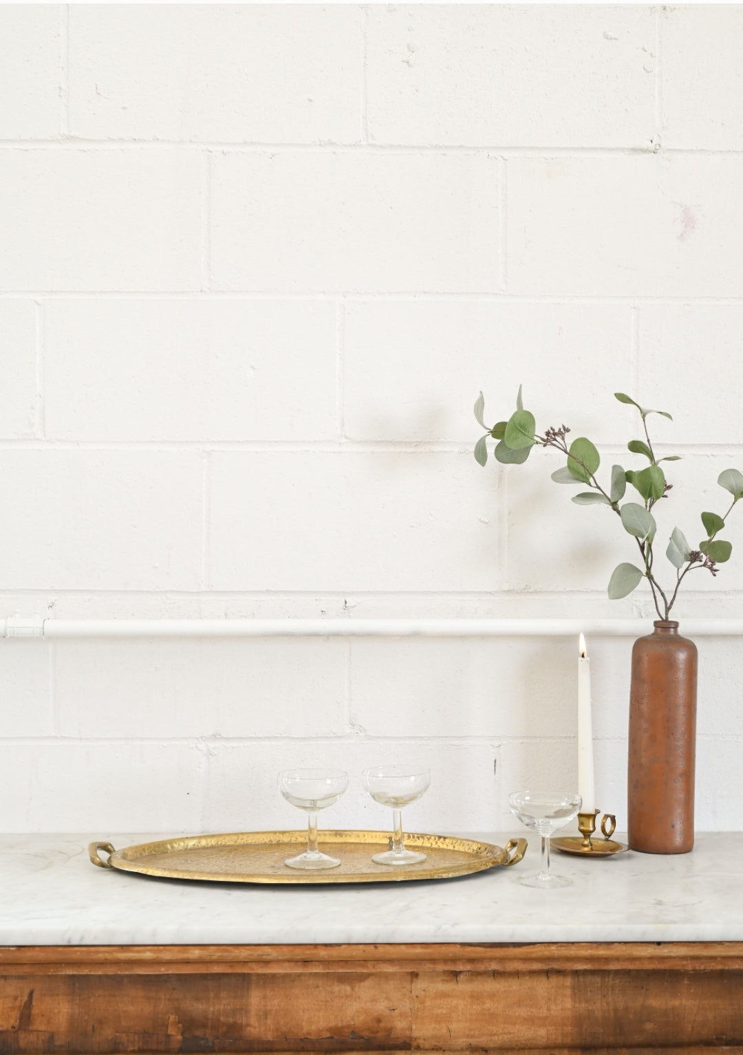 vintage hammered brass serving tray