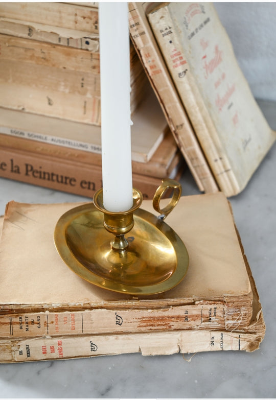 vintage oval french brass chamberstick