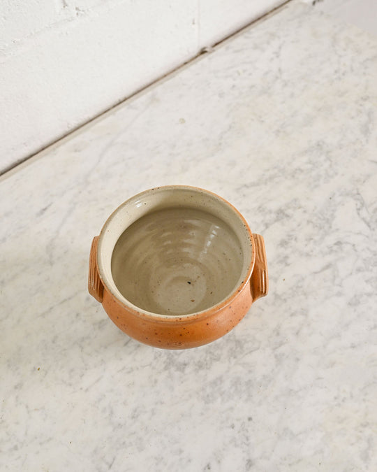 vintage French stoneware handled bowl