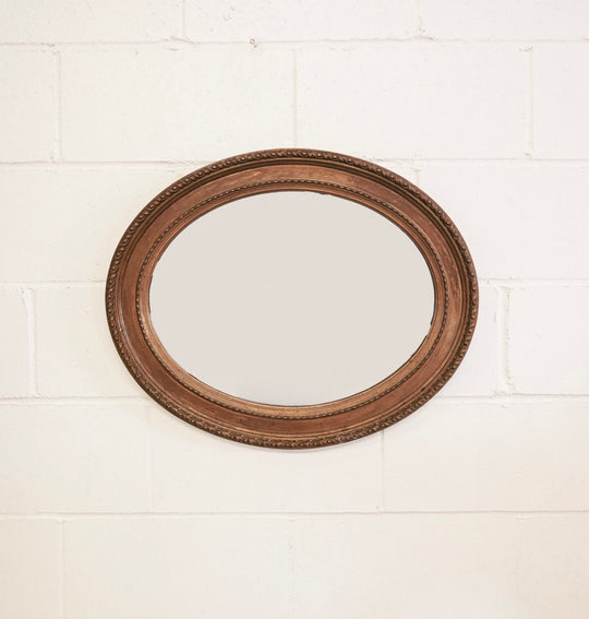 vintage french wood oval mirror