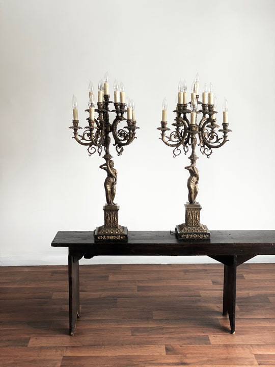 19th century French candelabra lamps