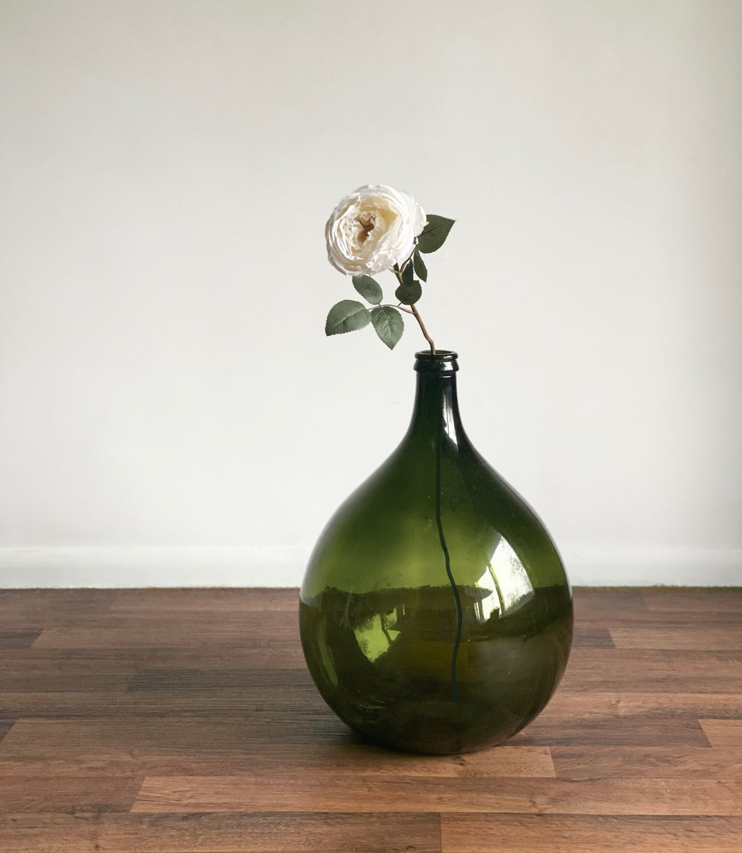 vintage moss green demijohn bottle