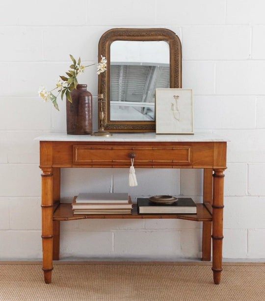 19th century french faux bamboo marble top vanity