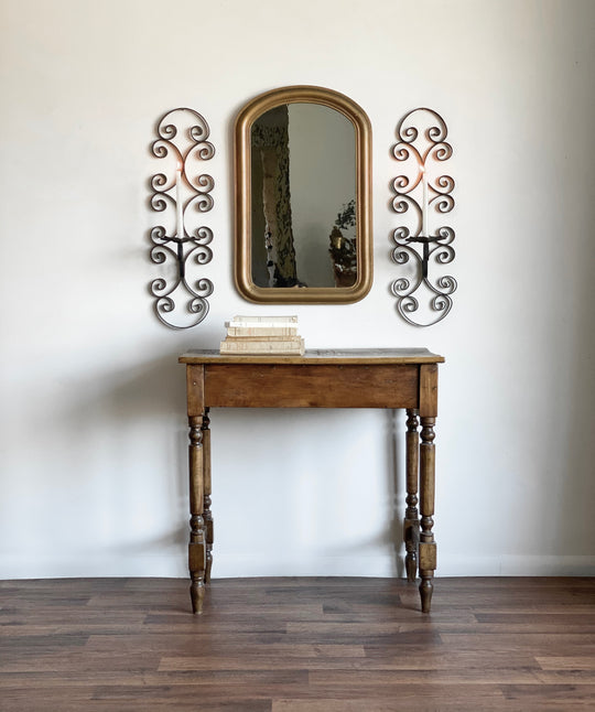 vintage Italian wrought iron candle sconce set