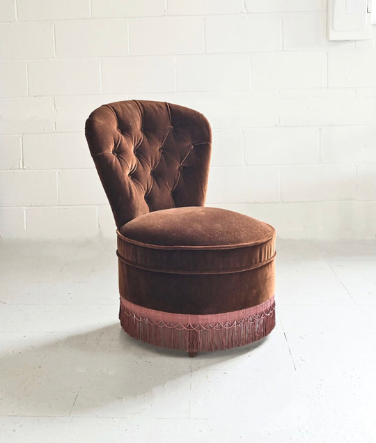 vintage French velvet slipper chair