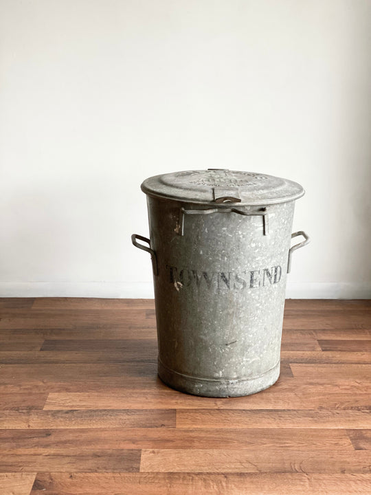 vintage galvanized “ville de Genève” bin