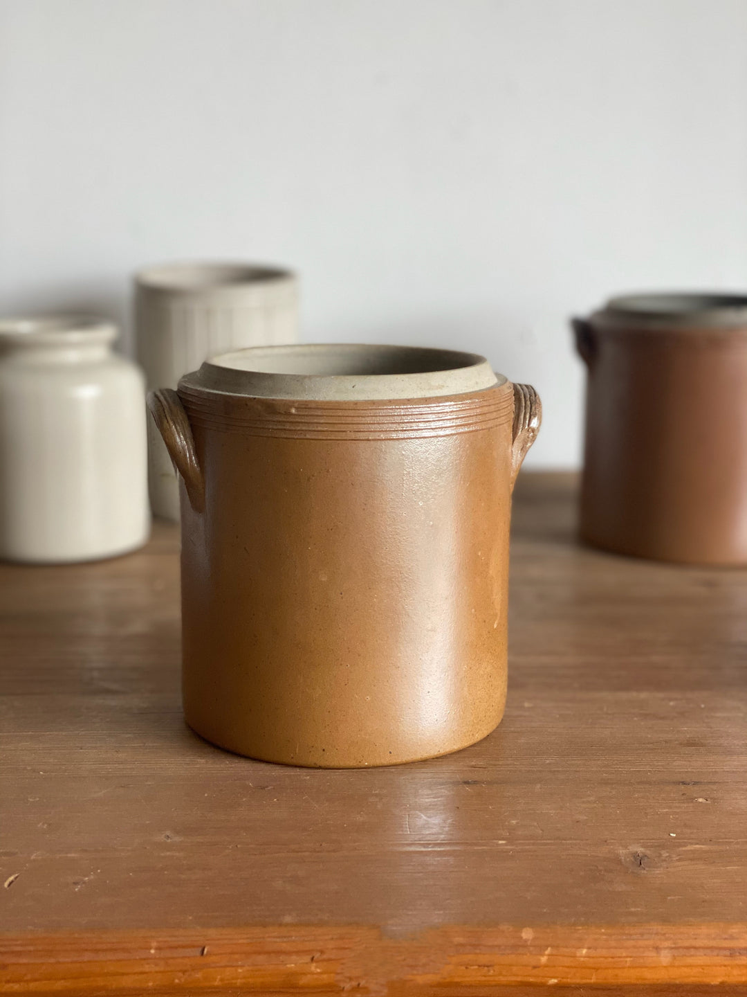 vintage French stoneware salt cellar