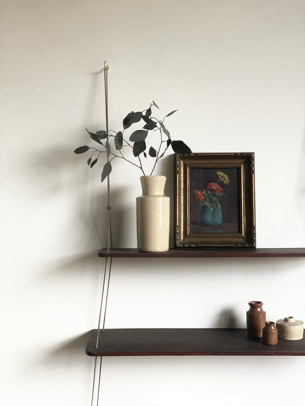 vintage tiered rope shelf