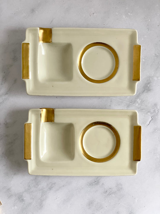 vintage Limoges saucer & ashtray, set of two