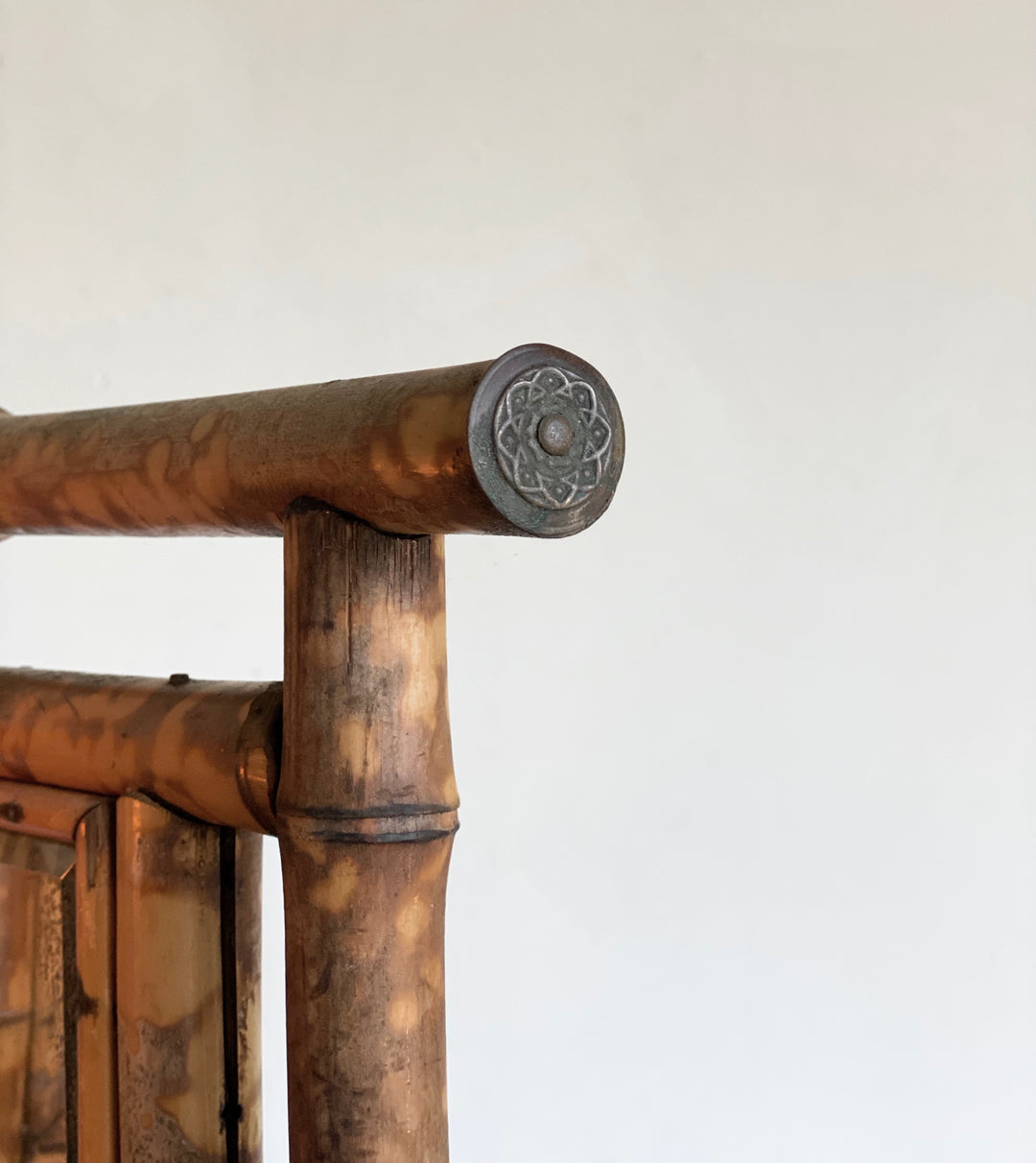 antique English burnt bamboo étagère