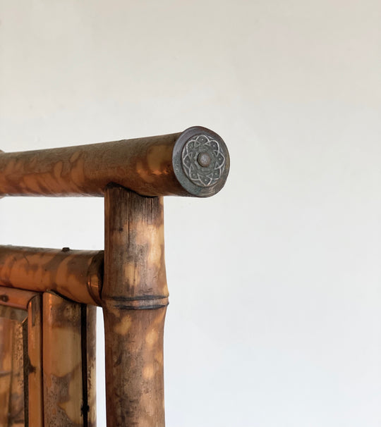 antique English burnt bamboo étagère