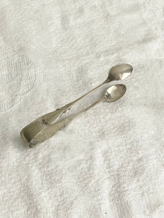 vintage French silverplate ice and sugar tongs