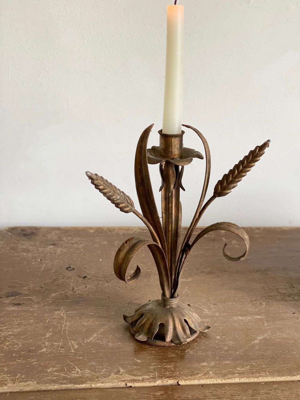 vintage Italian forged metal candle stick