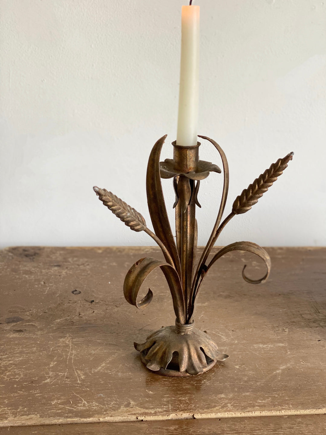 vintage Italian forged metal candle stick
