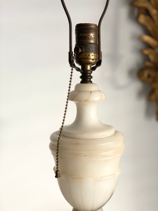 vintage Italian marble lamp with linen shade