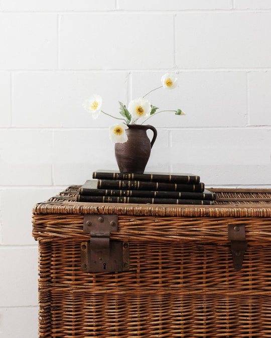 19th century french willow travel trunk