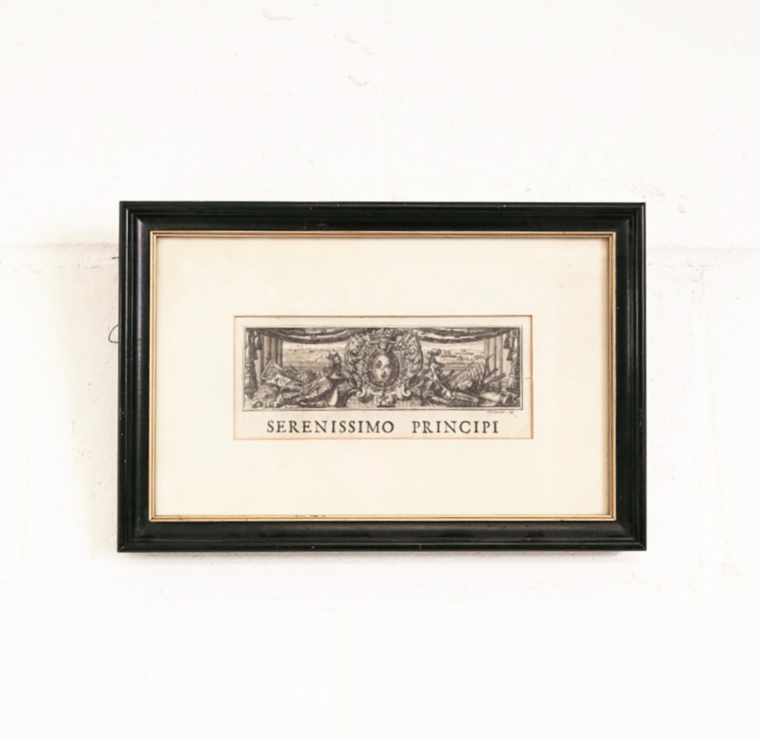 antique engraving "serenissimo principi"