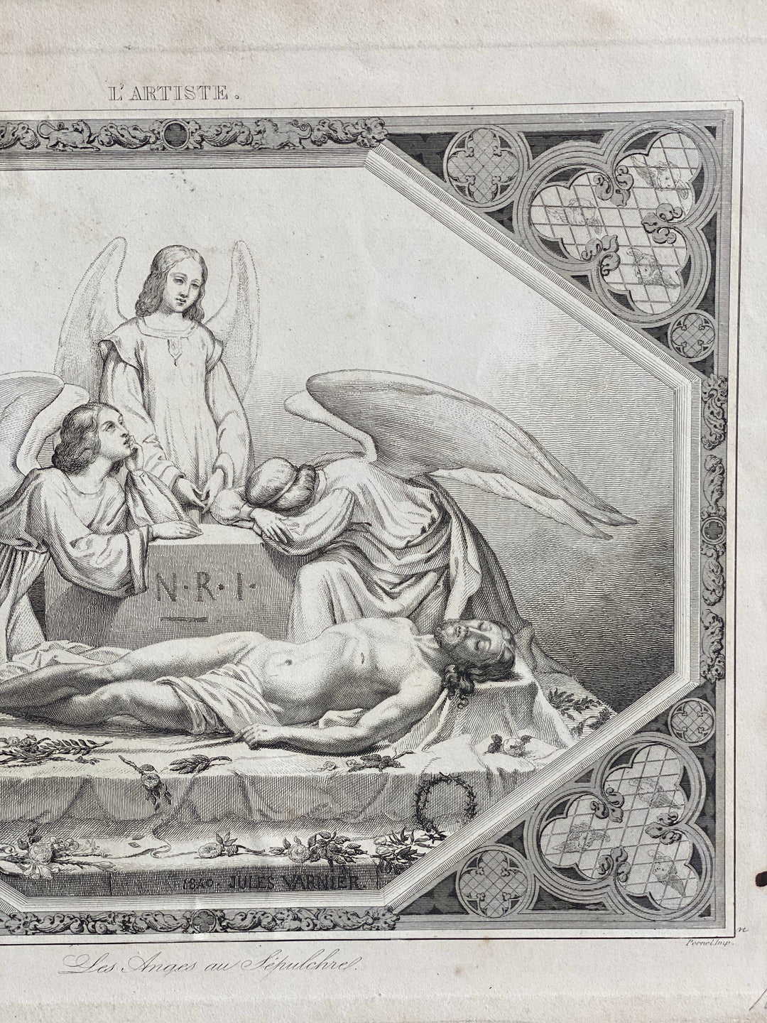 antique engraving, "l'artiste"