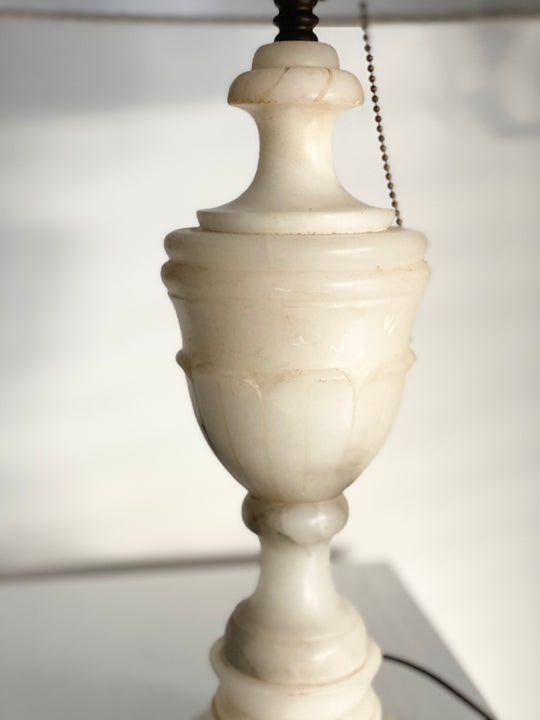 vintage Italian marble lamp with linen shade