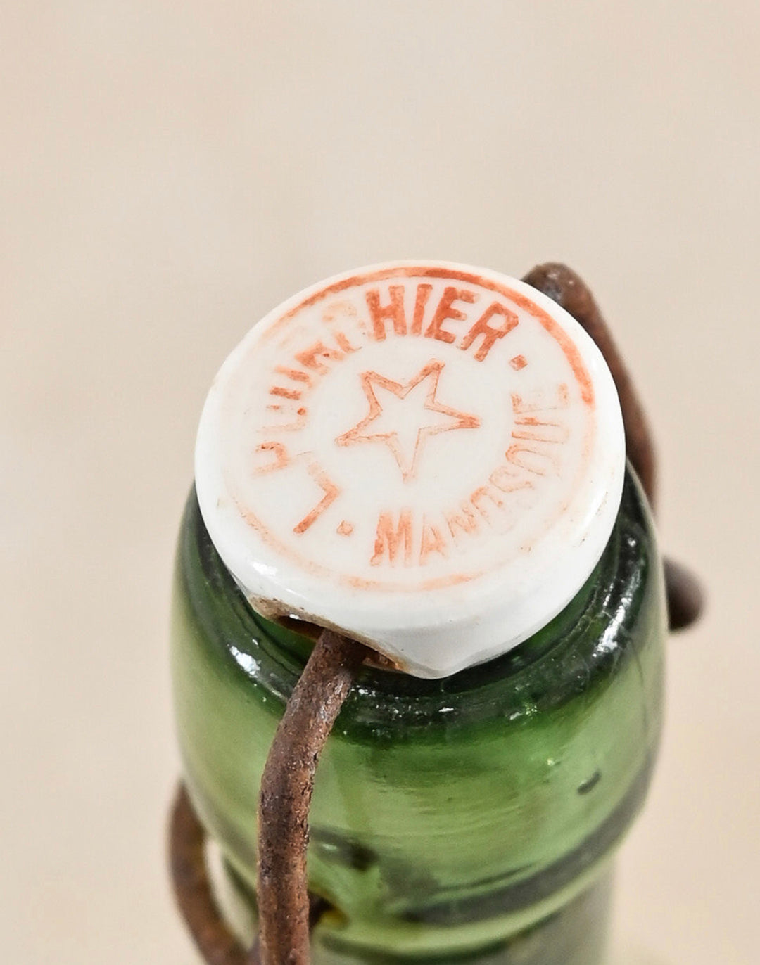 antique brasserie bottle with porcelain lid