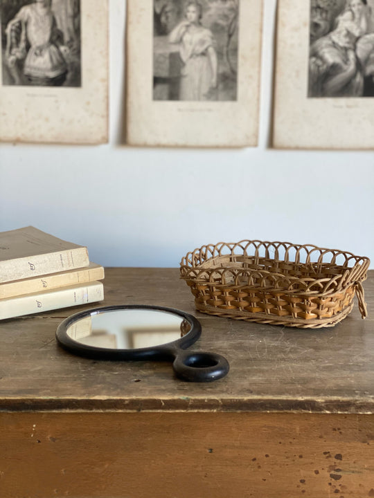 antique ebony hand mirror