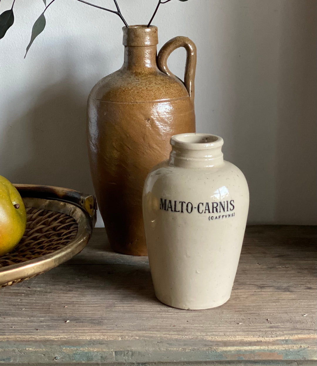antique advertising stoneware jar