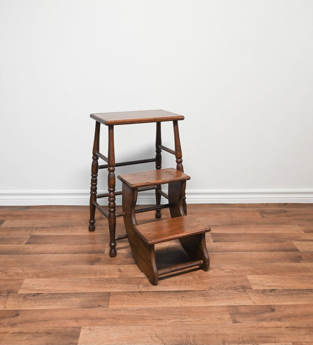 vintage hand turned convertible step stool