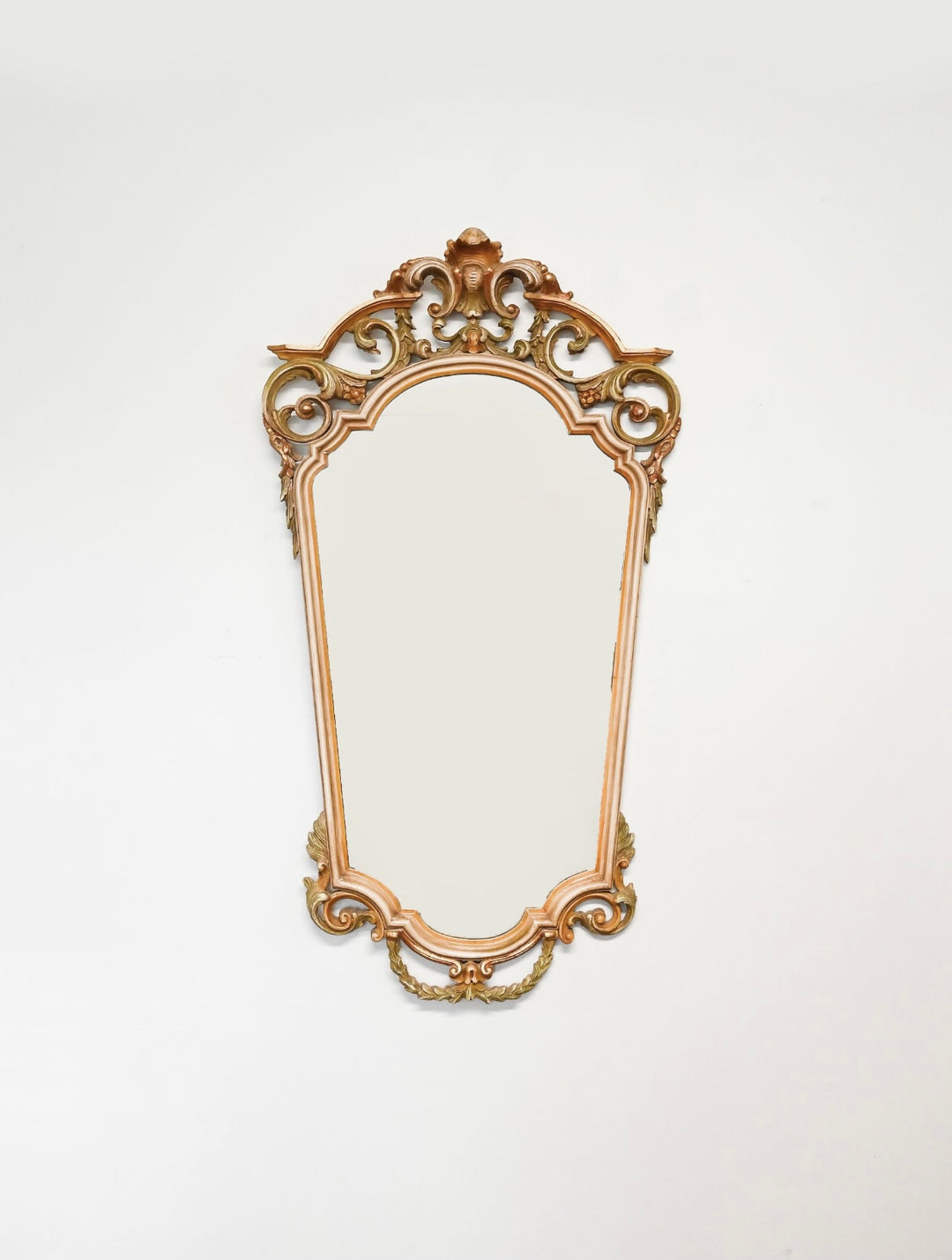 vintage rococo carved wood gilt mirror