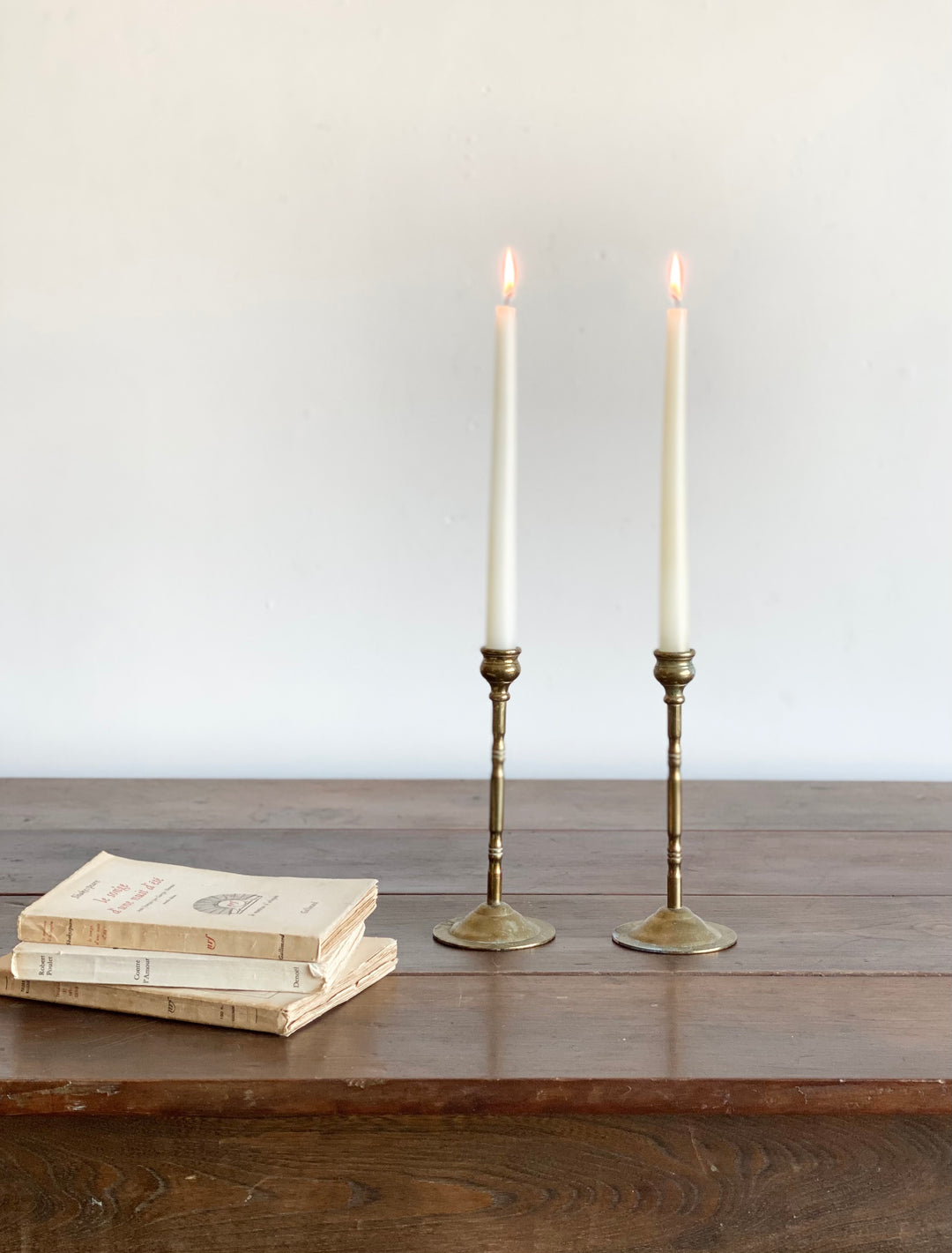 pair of vintage brass candlesticks